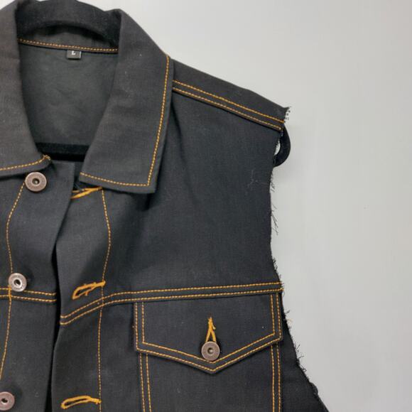 Rebel Reaper Clothing Co Denim Vest Cut off Sleeves Cotton L - Picture 9 of 16